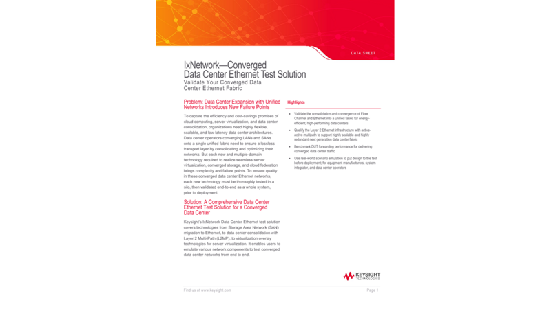 IxNetwork—Converged Data Center Ethernet Test Solution